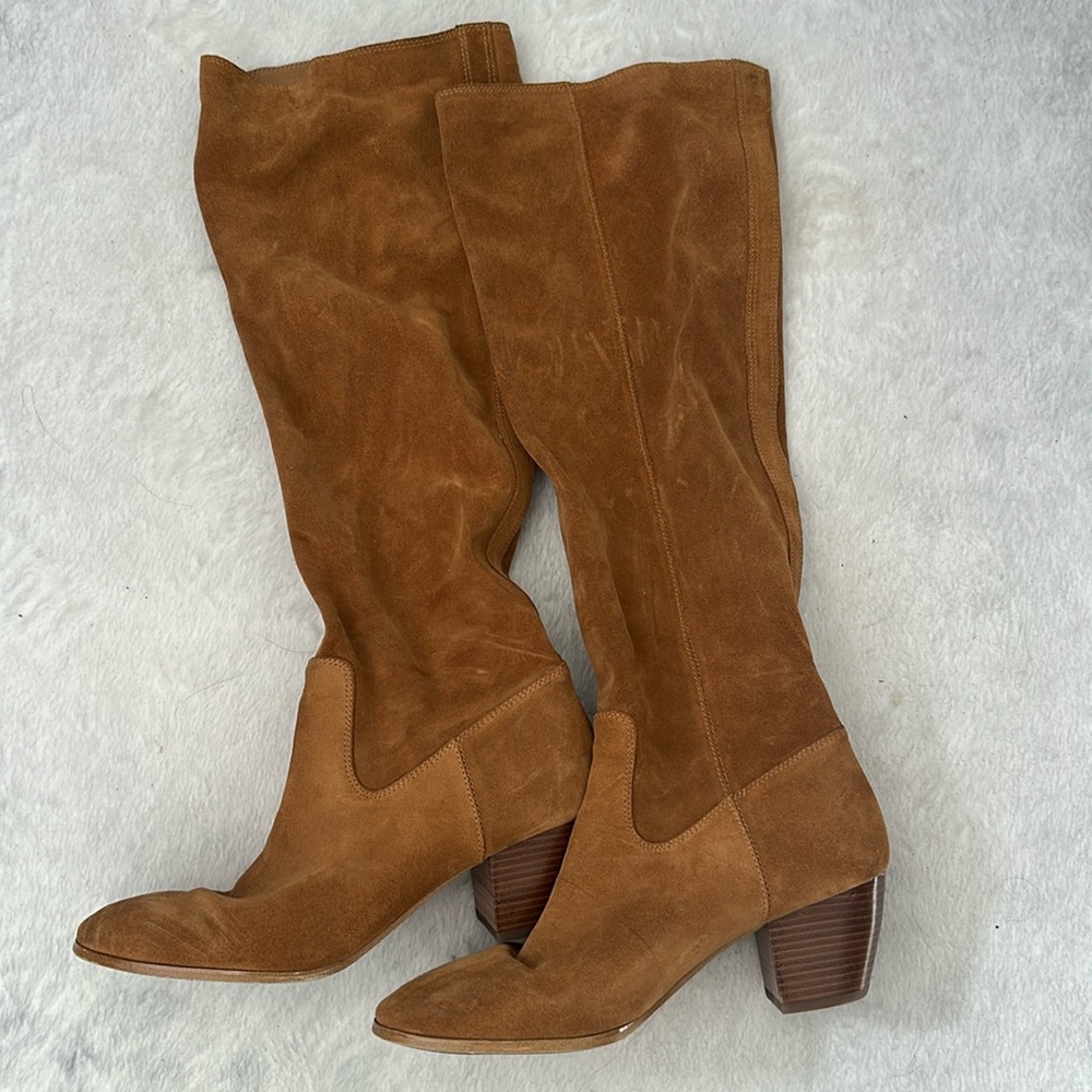 Camel Suede Michael Kors Slouch Boots